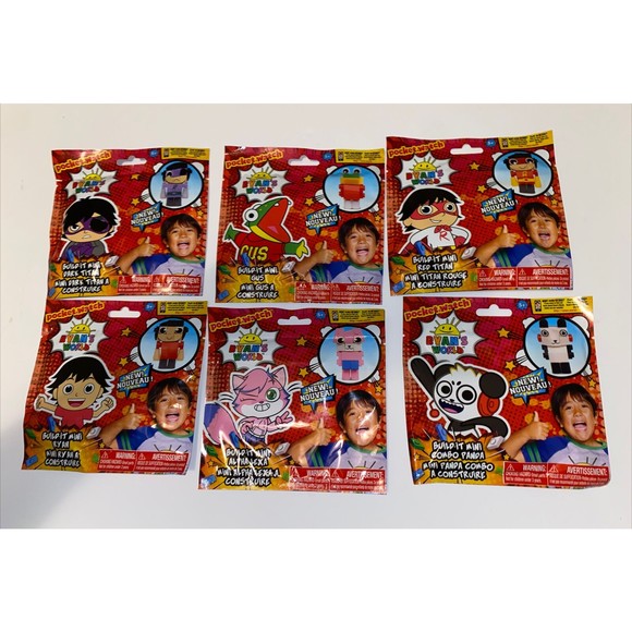 Ryans World Build It Mini Dark Red Titan Gus Alpha Lexa Combo Panda Lot Set Ryan - Picture 1 of 8